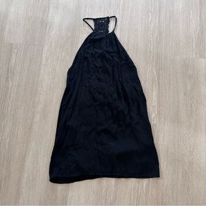 For Sienna Trapeze Black Dress with Crochet Back